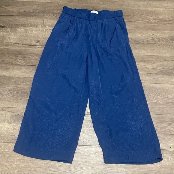 & Other Stories Blue High Rise Elastic Waist Wide Leg Pull On Pants Pockets Sz 4 - Picture 1 of 8